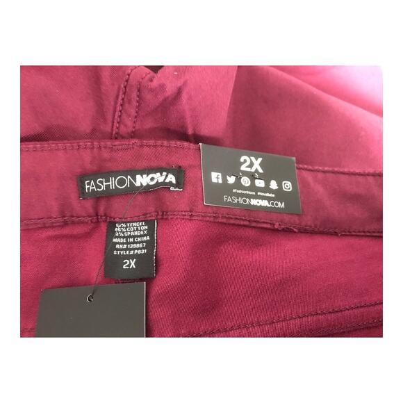 Fashion Nova Jeans Womens Size 2X Burgundy Canopy 2X High Waisted Tencel Blend - Picture 10 of 12